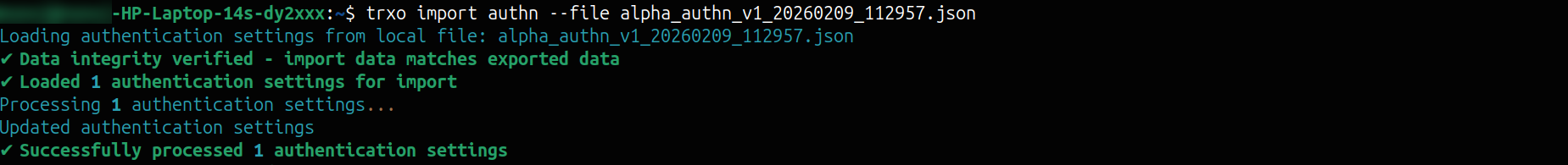 TRXO Import Authentication